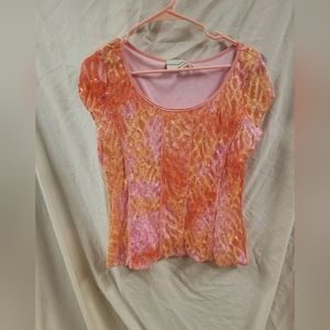 Carrie Allen Women's Pink Orange Blouse Sz XL